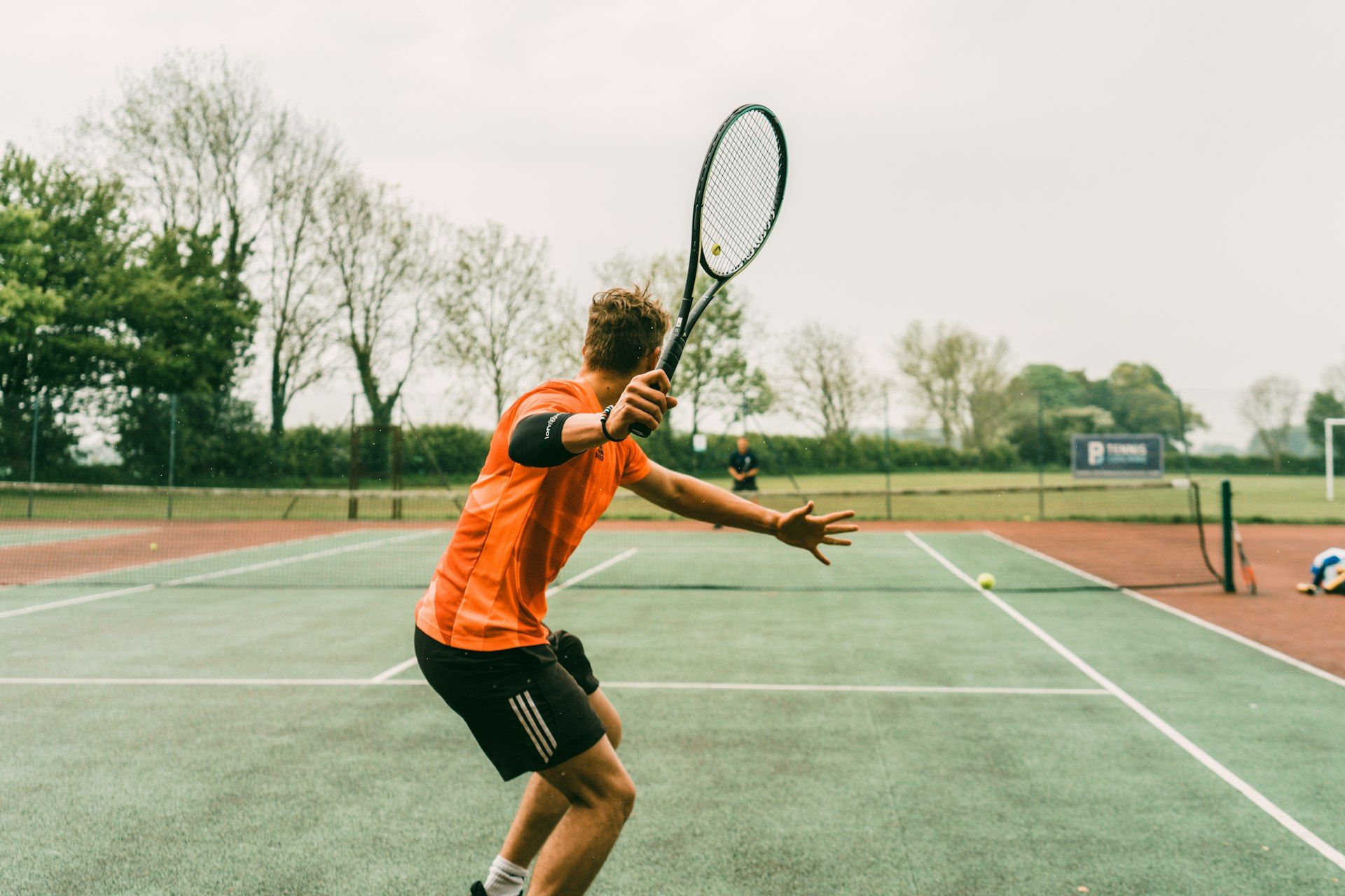 Tennis court aerial view