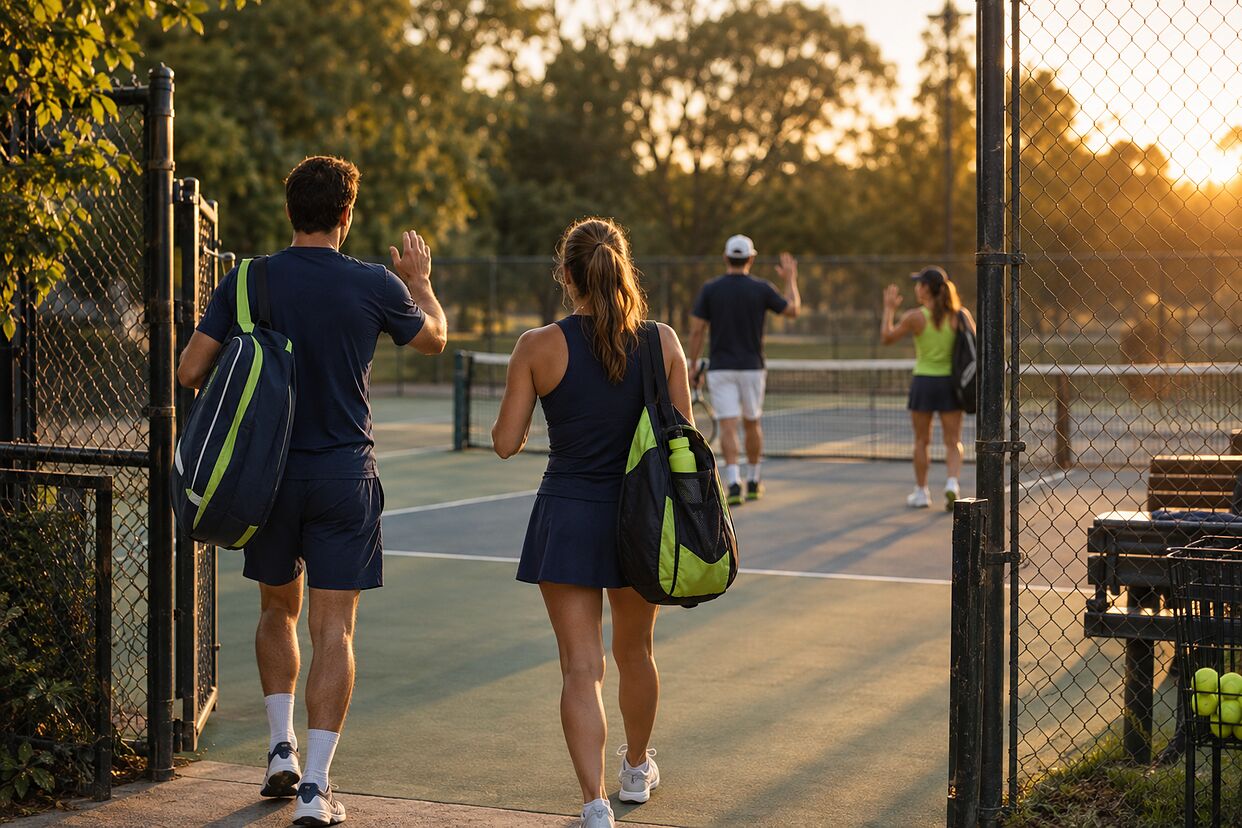 Tennis community playing together